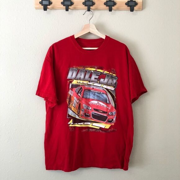 Nascar Men's Red Dale Earnhardt Jr Large Graphic Car & 88 Print T-Shirt Sz L XL - Picture 1 of 4